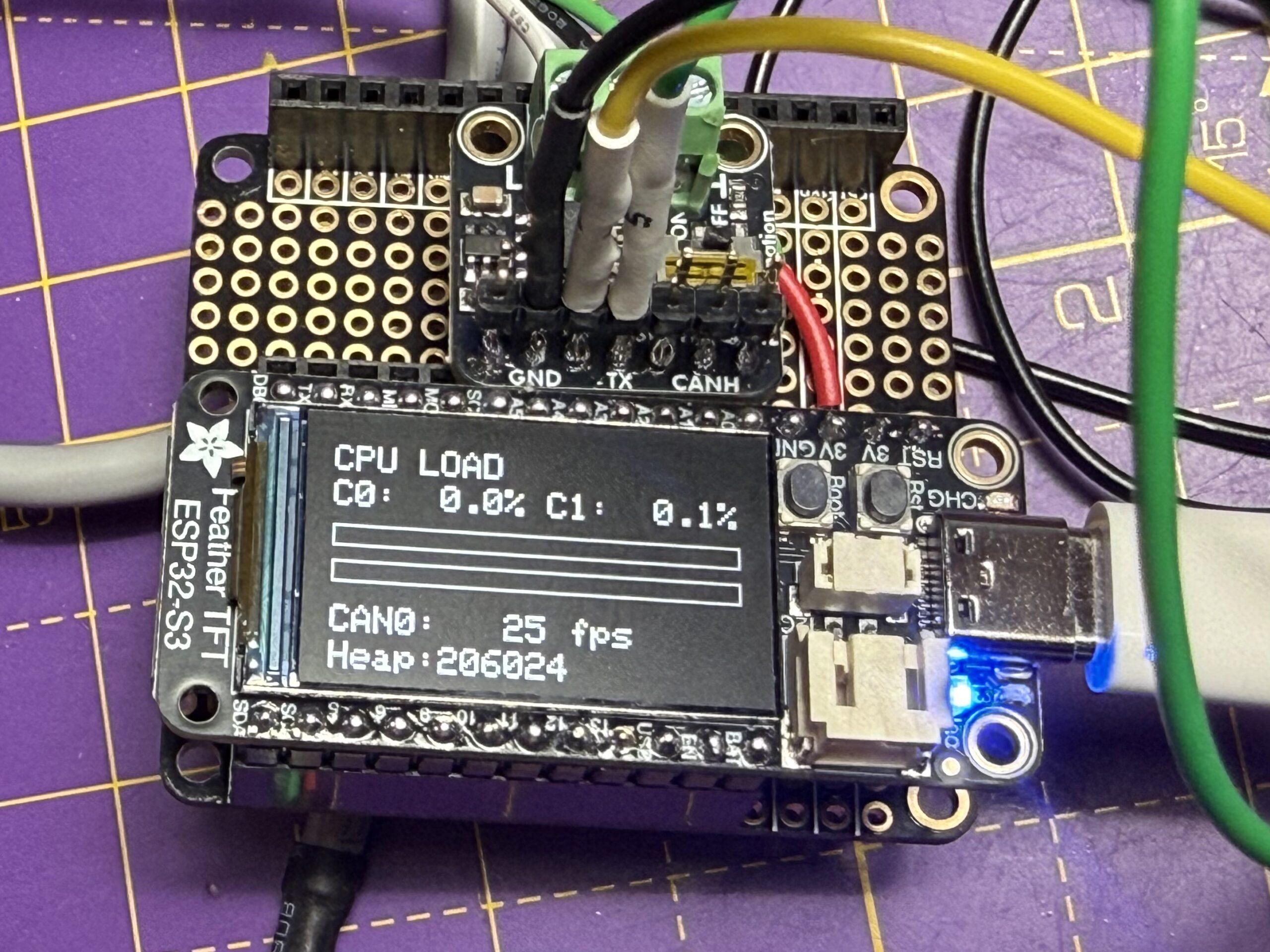 ESP32RET on an Adafruit ESP32-S3 TFT